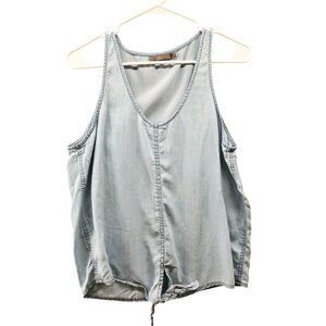Prana Mckenzie Tank Top Womens S‎ Tencel Chambray Tie Front Scoop Neck